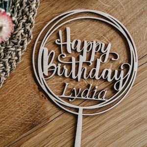 Caketopper Geburtstag mit Namen personalisiert /  Happy Birthday Tortenstecker