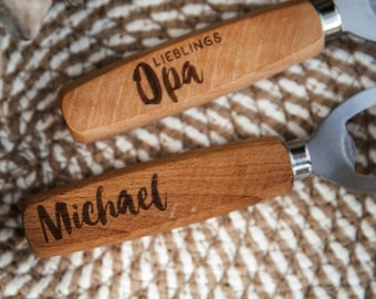 Favorite person bottle opener made of wood "beech" / Personalized with name
