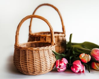 Baskets for children made of wicker in 3 sizes / flower basket / wicker basket