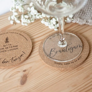 Tischkarten Hochzeit Kork - beidseitige Beschriftung / Gastgeschenk Hochzeit / Untersetzer Kork / Namensschild Hochzeit / Sitzplan Hochzeit