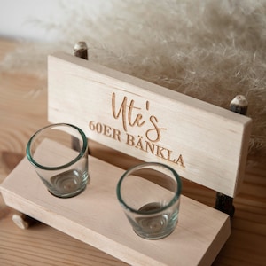 Personalisierte Schnapsbank für runden Geburtstag / Geschenk mit Gravur / Geld schenken 60 Geburtstag Geldgeschenk / Trinkgeschenk