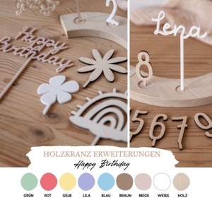 Estensione per ghirlanda di compleanno in legno / tappo di buon compleanno / nome della targa di compleanno | Numeri in legno | Accessori per piatti di compleanno per bambini