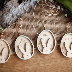 Easter decoration personalized made of wood / Easter pendant with name / wooden pendant for the Easter nest image 2