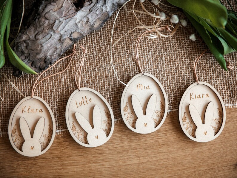 Easter decoration personalized made of wood / Easter pendant with name / wooden pendant for the Easter nest image 2