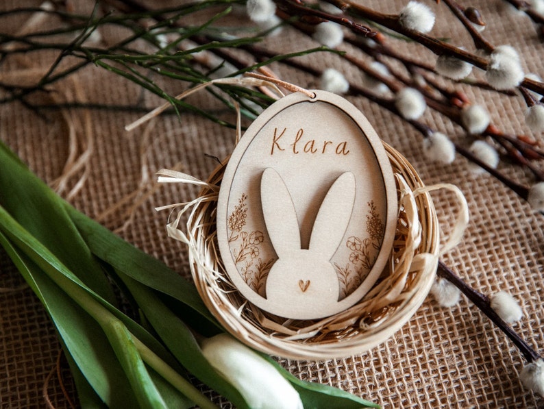 Easter decoration personalized made of wood / Easter pendant with name / wooden pendant for the Easter nest image 10