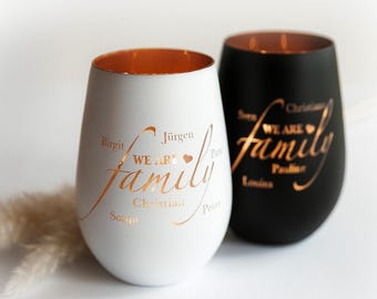Gepersonaliseerde familielantaarn – Kerstcadeau met gravure – Kristallen glazen lantaarn met naam – Kerstdecoratie – Wij zijn familie