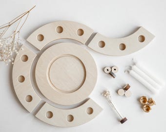 Basic set extension / Birthday plate name / Basic birthday wreath made of wood with engraving / Birthday train / Wooden wreath extension