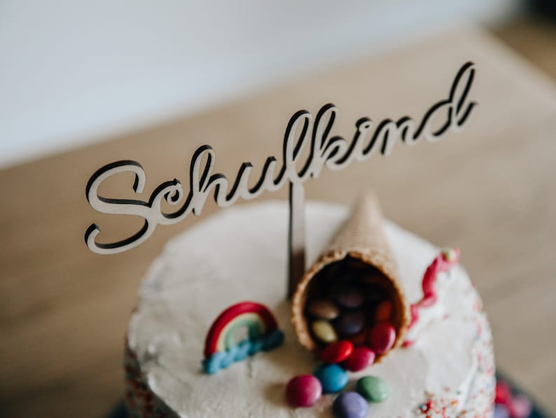 ENLACE Einschulungs-Cake-Topper Aus Holz – 3-teilig, Mit \"Endlich Schulkind\", Für Jungen & Mädchen