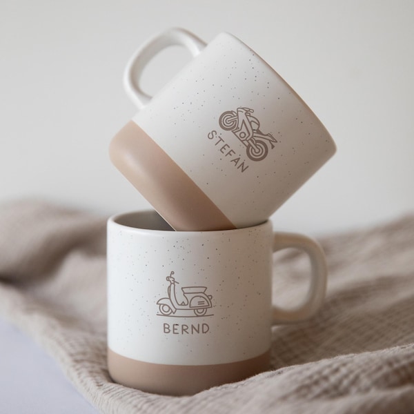 Tazza personalizzata per motociclisti | Tazza per scooter con nome | Regalo per motociclisti, appassionati di moto e Vespa | Tazza con nome inciso