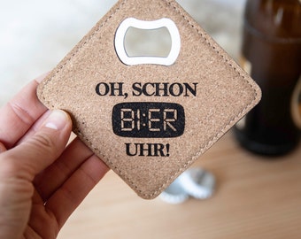 Biergeschenk für Männer als Flaschenöffner / Kork Untersetzer mit integriertem Öffner / Geschenkidee Männer / Vatertag / Geschenk Geburtstag