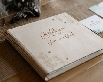 Personalisiertes Gästebuch aus Holz zur Hochzeit / Gästebuch Cover aus Holz / Hochzeitsgästebuch Eukalyptus / Hochzeitsgeschenk