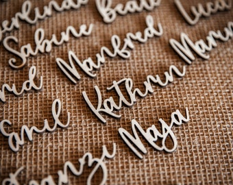 Wedding place cards lettering made of wood / place cards made of birch