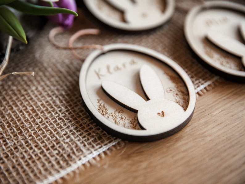 Easter decoration personalized made of wood / Easter pendant with name / wooden pendant for the Easter nest image 5