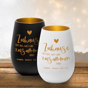 Lanterne personnalisée comme cadeau pour la famille / Lanterne avec gravure / Lanterne avec nom « La maison est là où nous sommes ensemble »