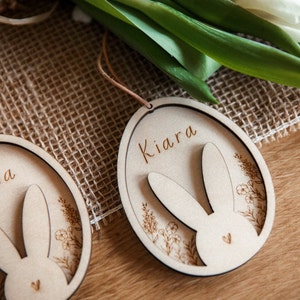 Easter decoration personalized made of wood / Easter pendant with name / wooden pendant for the Easter nest image 4