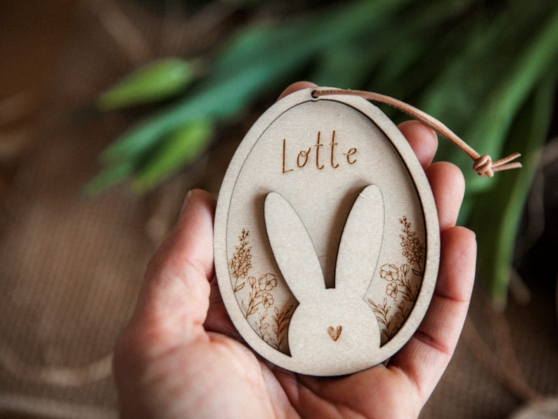 Easter decoration personalized made of wood / Easter pendant with name / wooden pendant for the Easter nest image 9