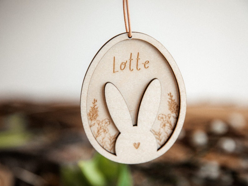 Easter decoration personalized made of wood / Easter pendant with name / wooden pendant for the Easter nest image 3