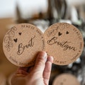 Personalized place cards wedding cork / wedding gift / coaster cork / name tag wedding / seating plan wedding / wooden name product logo