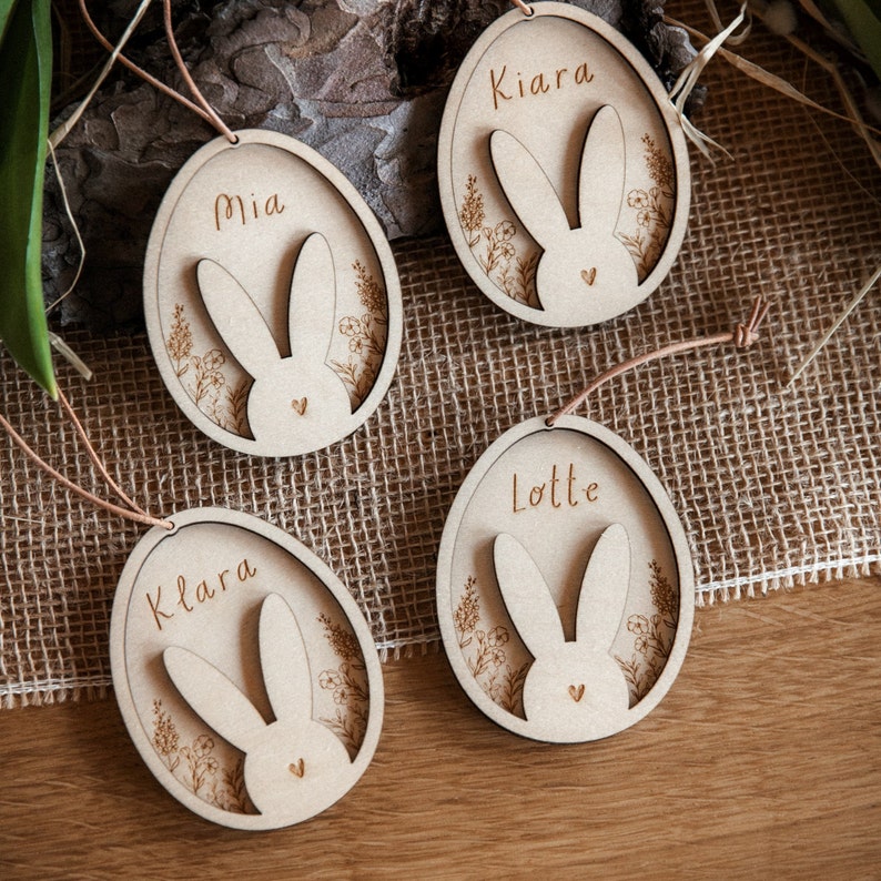Easter decoration personalized made of wood / Easter pendant with name / wooden pendant for the Easter nest image 7