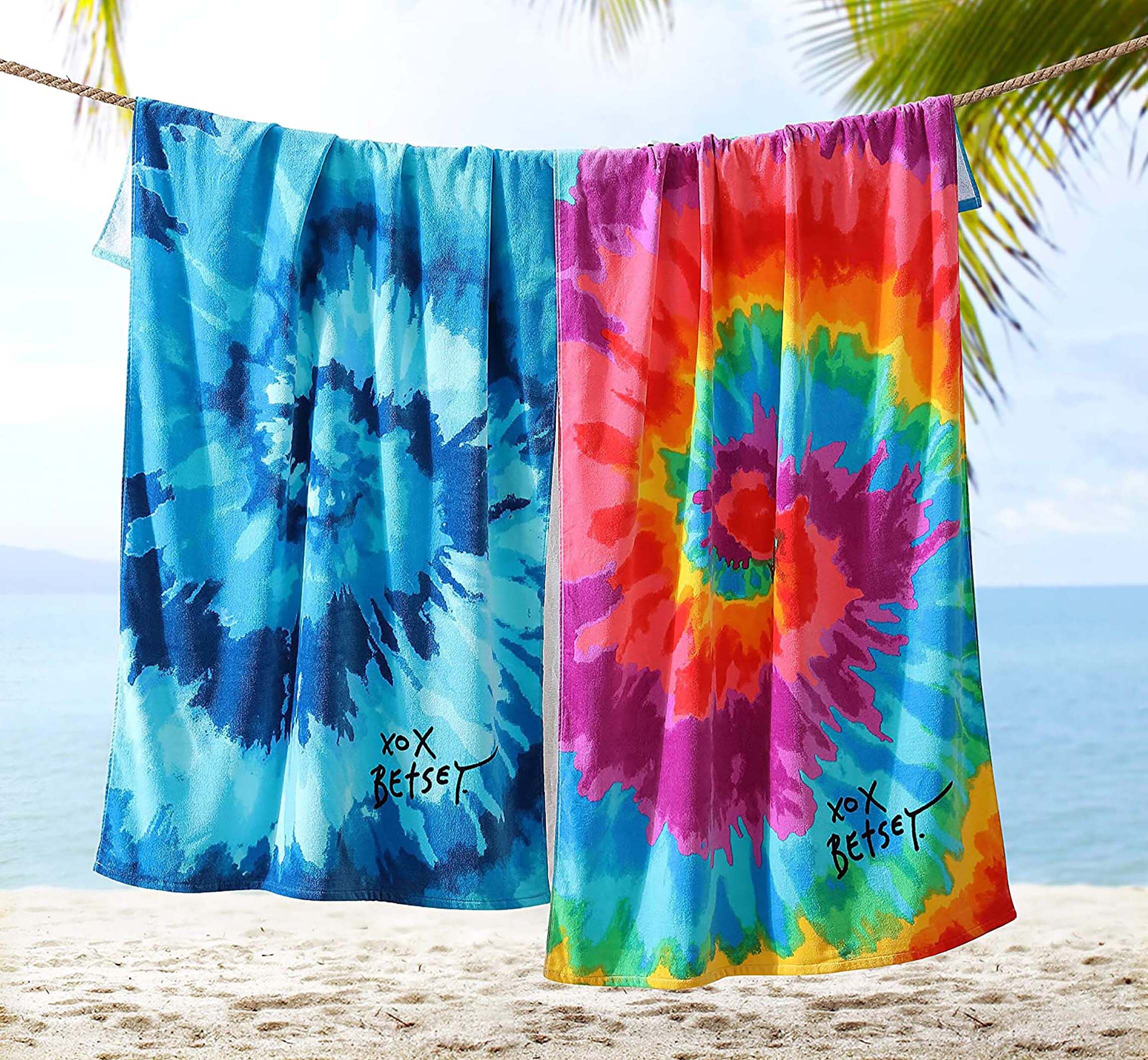 Tie Dye Beach Towel Blue Navy Summer Towel Rainbow Summer Etsy