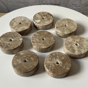 2 Circular Bases Turned from Napoleon Grande Melange Marble