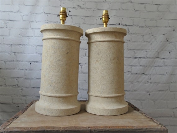 A Pair of Bath Stone Table Lamps, Conservatory Lamps