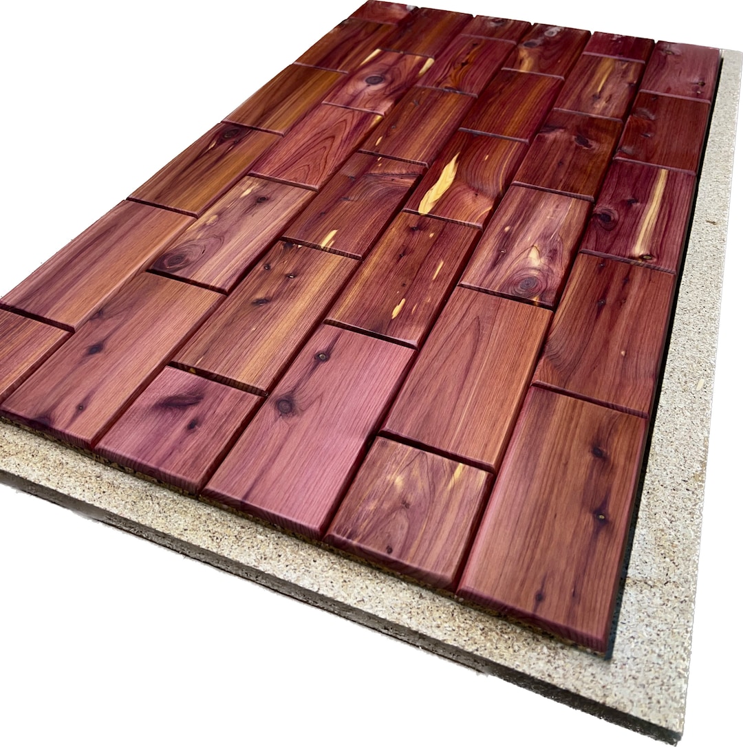 Cedar Subway Tile Bath Mat Cedar Plank Bathroom Rug Drip Free and Slip