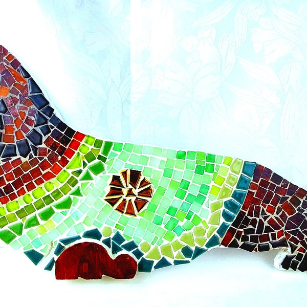 Mosaik Hundfigur Dackel Geschenk Buntglas Unikat sehr preziese Handarbeit Dachshund