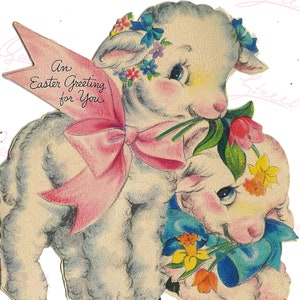 Vintage Osterdruck - Reproduktion von Vintage Osterkarten Lämmern - Nur Download druckbare Wandkunst Handwerk Sublimation & mehr #5