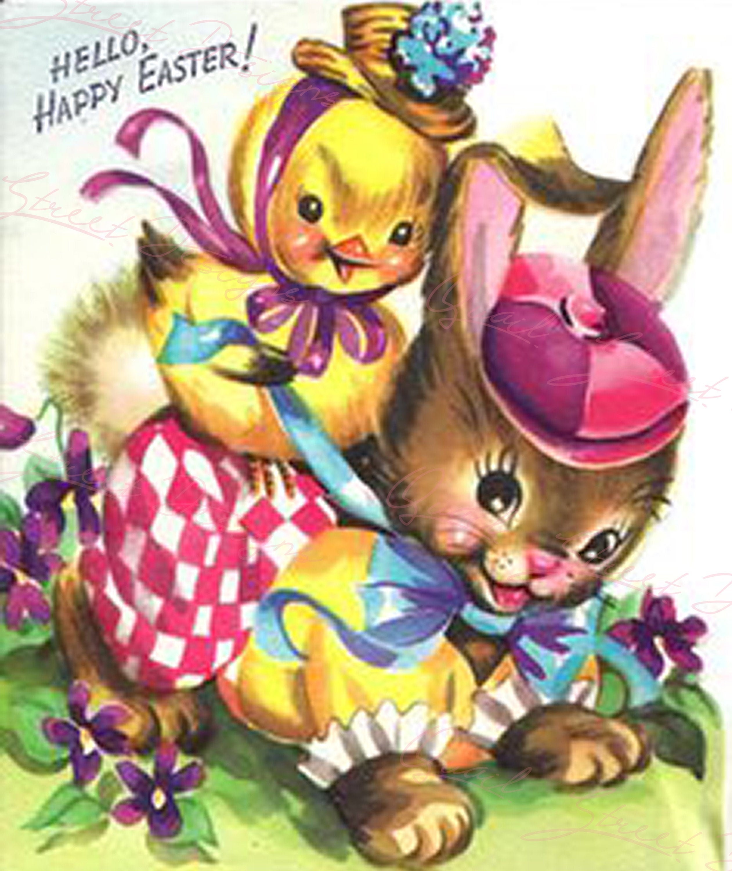 Vintage Easter Print - Reproduction From Vintage Easter Cards Chick ...