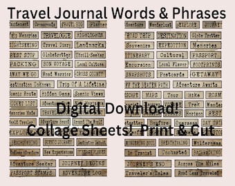 Travel Journal Words Printable, Digital Download (JPG/PNG/PDF), Travel Phrases, Travel Scrapbooking, Travel Journaling, Mixed Media