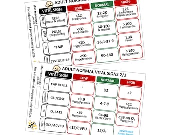Adult Normal Vital Signs ID Badge Card | Paramedic Flashcard | Nurses Students