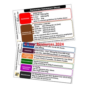 Pediatrische noodmedicatie ID-badge Flash Card Verpleegkundige Student Paramedicus FREC Ambulance