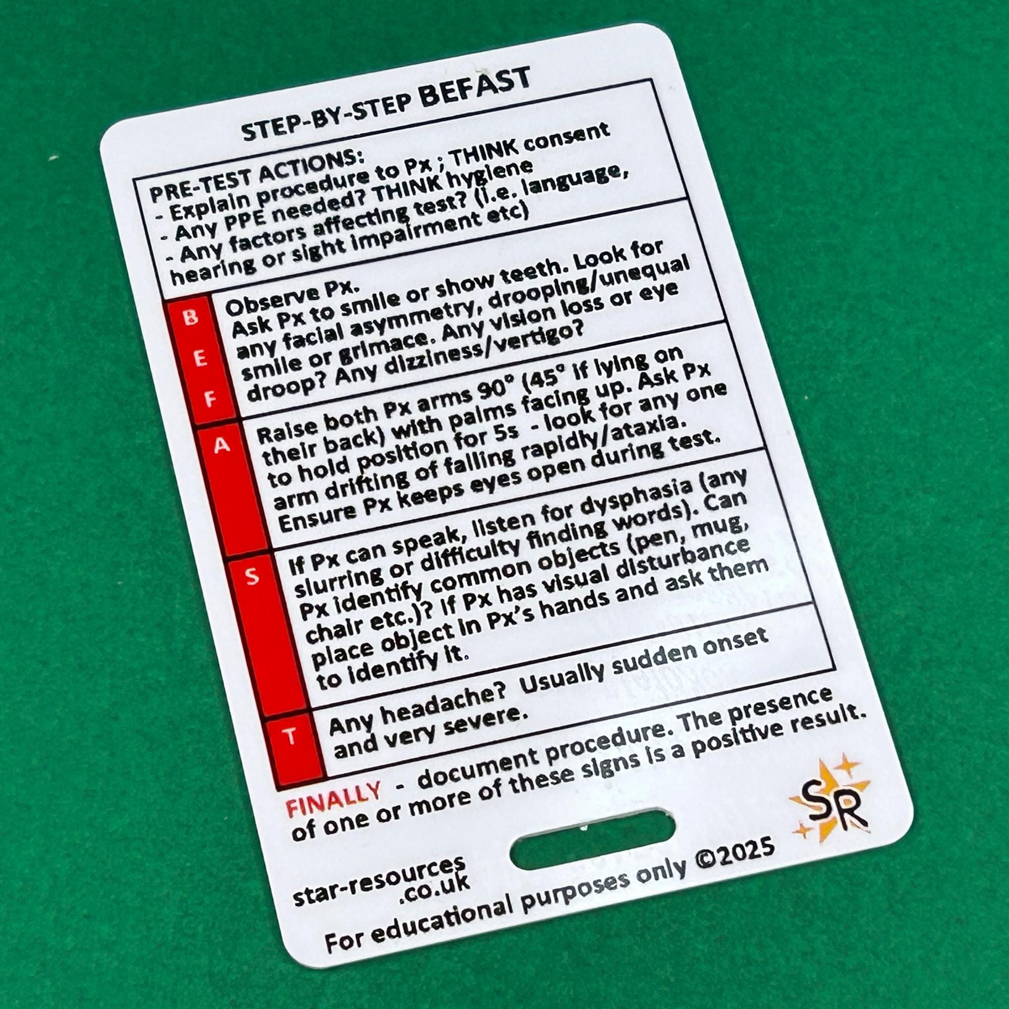 BEFAST Stroke Assessment Flashcard: Paramedic Pocket Reference - Etsy