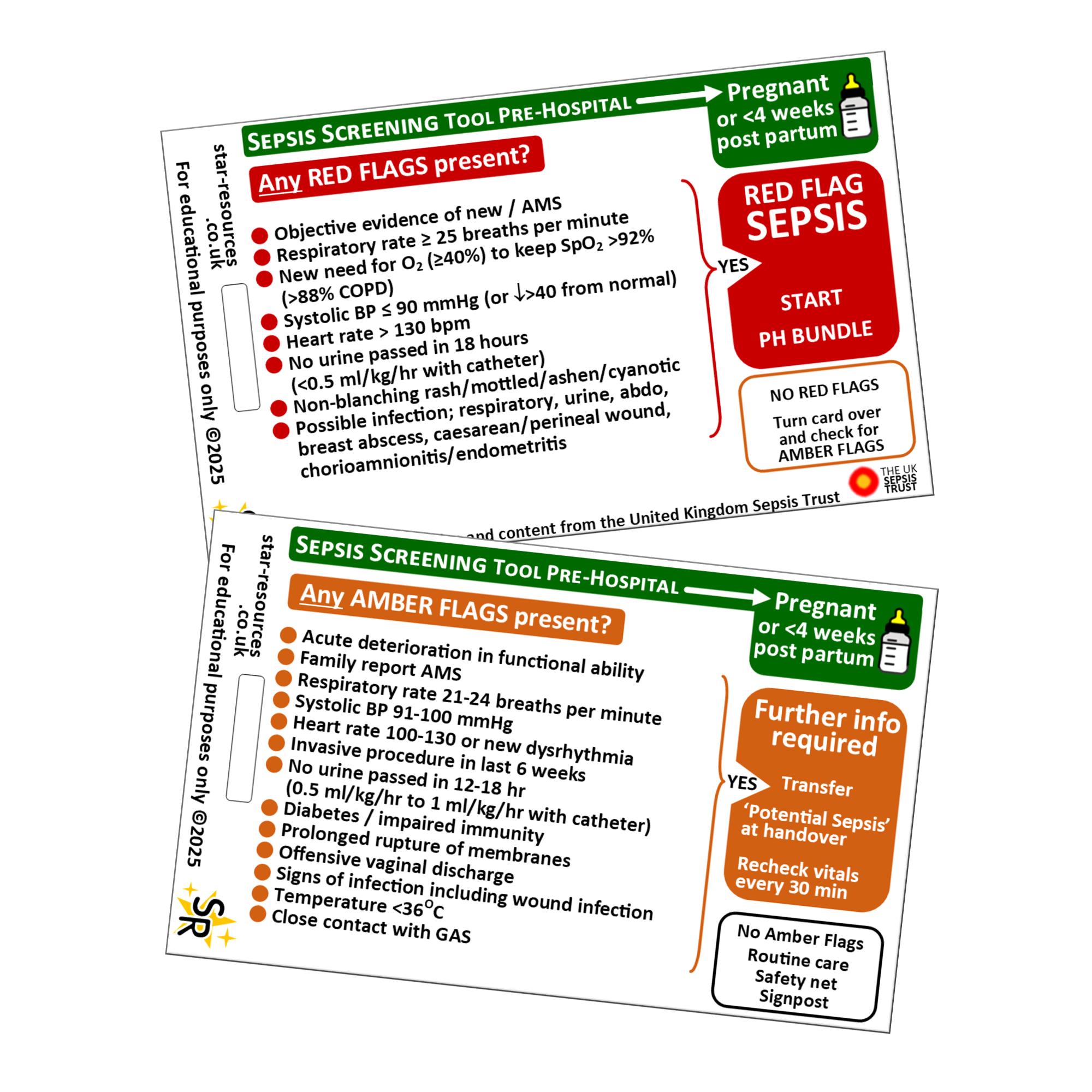 Sepsis in Pregnancy Screening Tools ID Badge Flash Card Nurse 