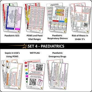 Set 4: badge beoordeling pediatrische patiënt, flashcards studentverpleegkundigen, paramedicus, ambulance