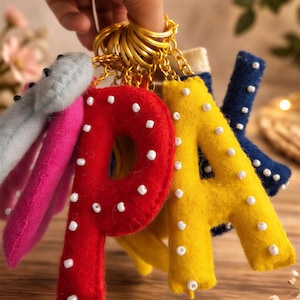 Initial Felt Keychain: Colorful Handmade Letter (Custom Alphabet Charm)