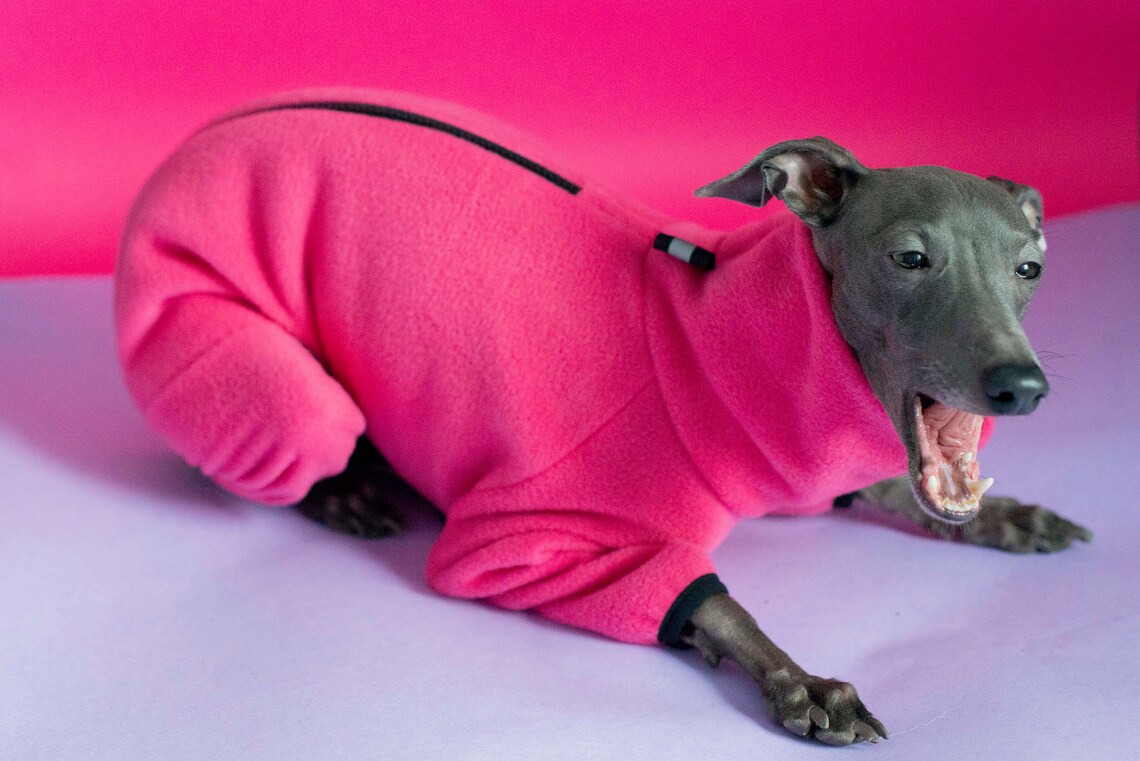Fleece jumpsuit PINK Italian Greyhound Dog Coveral Etsy