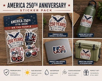 Paquete de pegatinas del 250 aniversario de Estados Unidos: Calcomanía del águila "We The People" (paquete de 5)