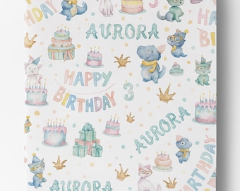 Papel de regalo personalizado para cumpleaños – Papel de regalo personalizado para fiestas infantiles