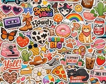 Paquete de 100 pegatinas de papel / Diseños surtidos para manualidades, diarios y agendas