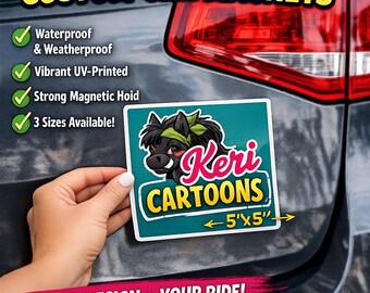 Imanes personalizados para coche con impresión UV • Impermeables, resistentes a la intemperie y con opción de troquelado.