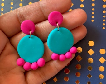 Earrings | turquoise| fuchsia pink