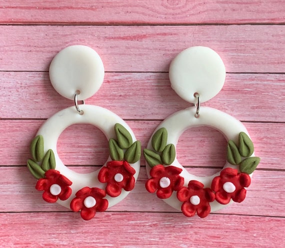 handmade clay flowers earring : r/clay