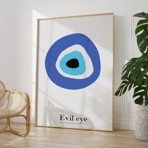 Evil Eye Wall Art Print, Digital Download, Blue Evil Eye Poster, Minimalist Evil Eye Print, Aesthetic Wall Art, DIGITAL DOWNLOAD