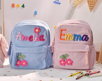 Personalisierte Kleinkind Rucksack, Name Kinderschultasche, Cord Vorschule Buchtasche für Jungen Mädchen