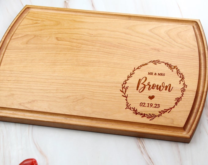Personalized Cutting Board, Engraved Cutting Board, Custom Cutting Board, Wedding Gift, Housewarming Gift, Anniversary Gift, Engagement #74R