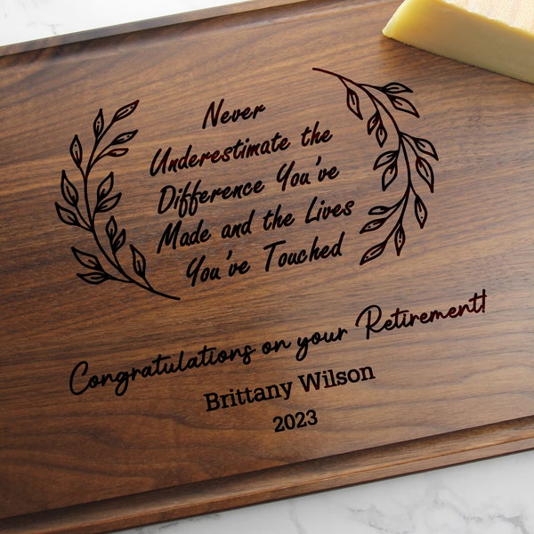 Happy Retirement Cutting Board, Retirement Cutting Boards, Custom Retirement Gifts, Retirement Gift Ideas, Gifts for Retirement  #77