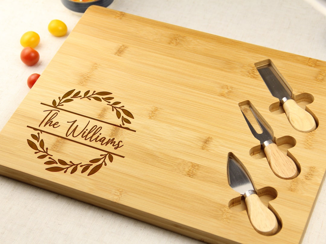 Personalized Cheese Board Set, Custom Cheese Board With Knives