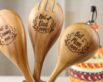 Cadeaux de fête des mères Cuillère en bois personnalisée "Meilleure maman de tous les temps" Cadeau unique gravé sur mesure, Cadeaux pour maman, Cadeaux de cuisine pour grand-mère